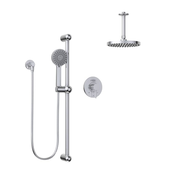 Keeney Round Shower System with Pressure Balanced Rough-In Valve, Ceiling KIT-DEL130CCP07